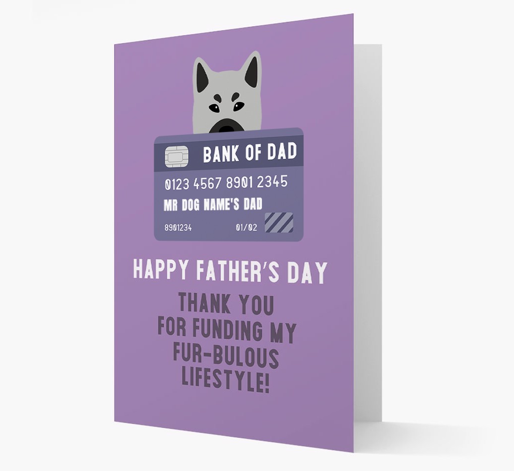Personalized 'Bank of Dad' Card with {breedFullName} Icon