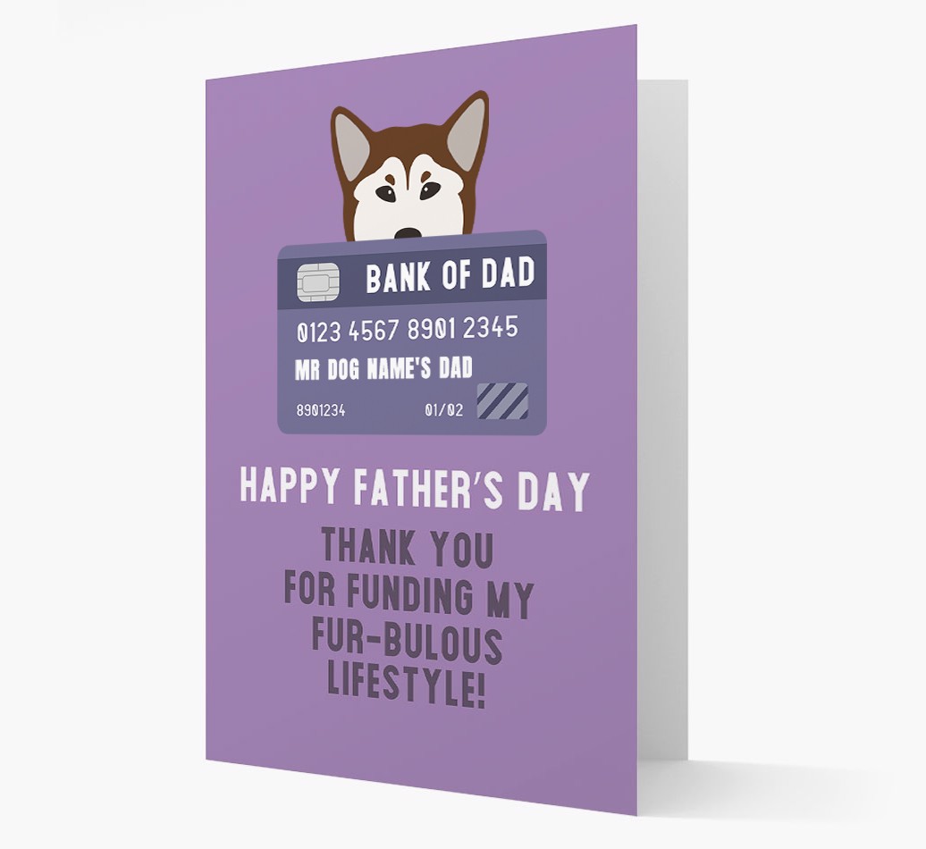 Personalized 'Bank of Dad' Card with {breedFullName} Icon