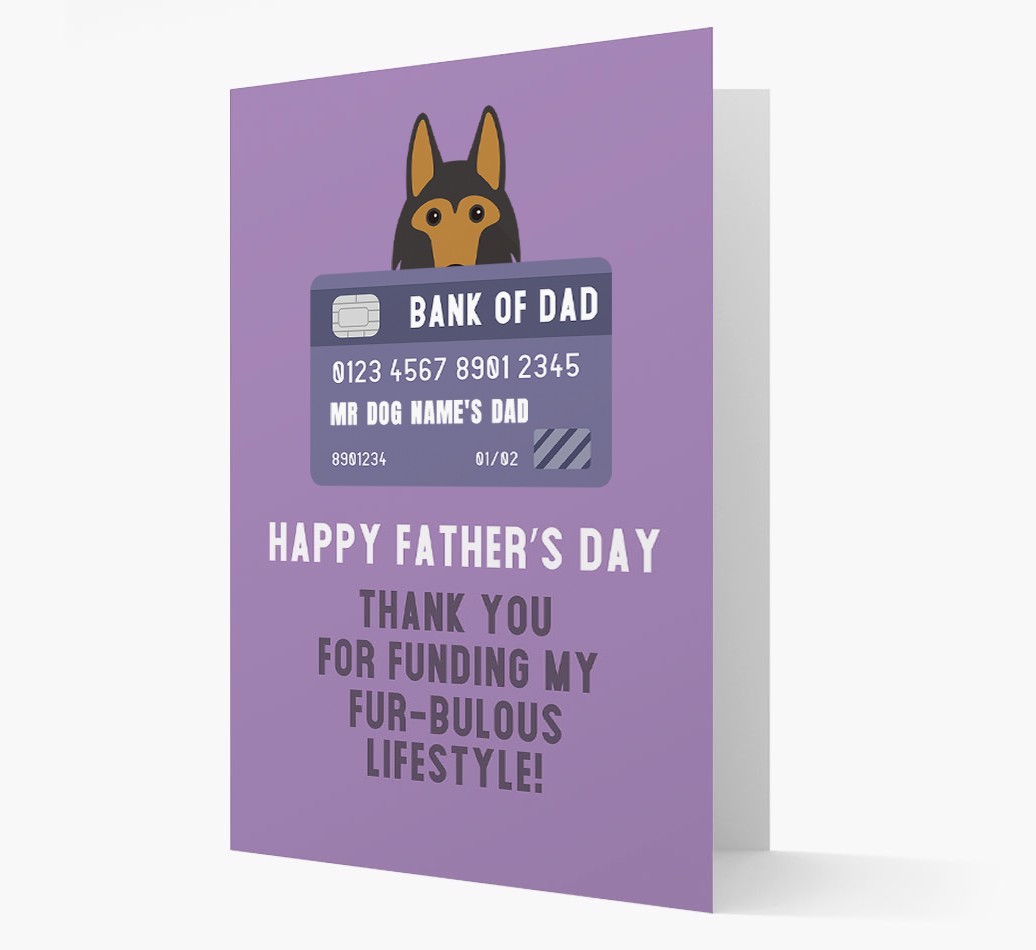 Personalized 'Bank of Dad' Card with {breedFullName} Icon