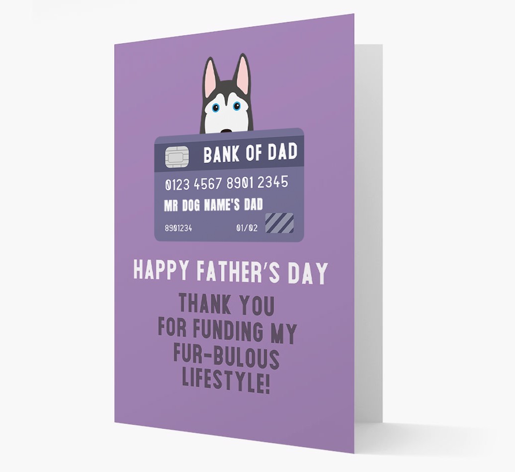 Personalised 'Bank of Dad' Card with {breedFullName} Icon