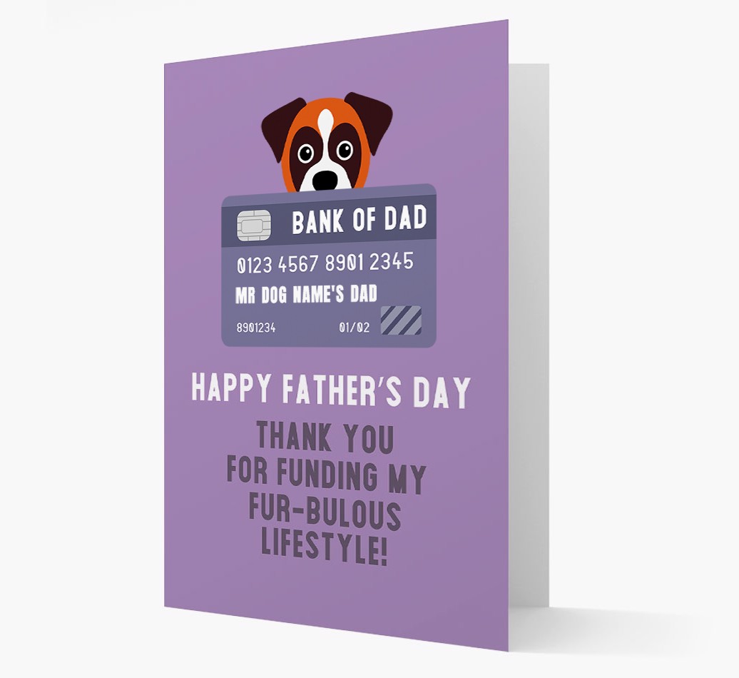Personalised 'Bank of Dad' Card with {breedFullName} Icon