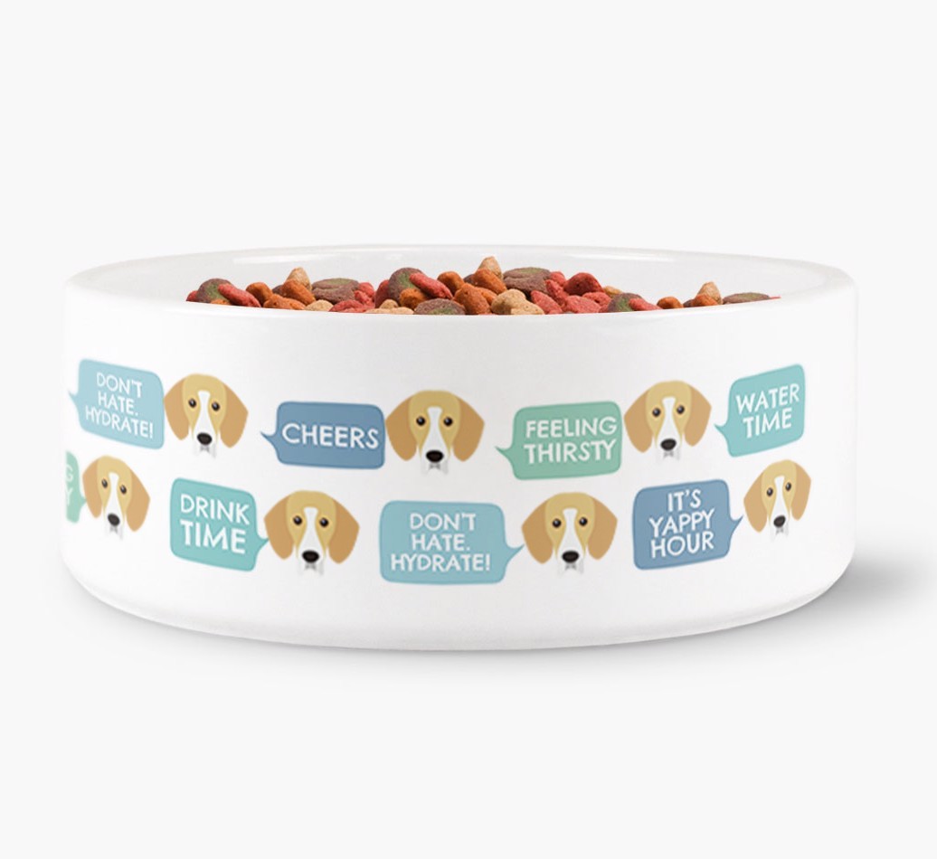 Speech Bubble Dog Water Bowl for your {breedFullName}