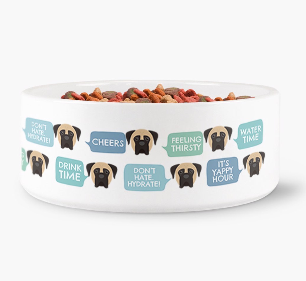 Speech Bubble Dog Water Bowl for your {breedFullName}