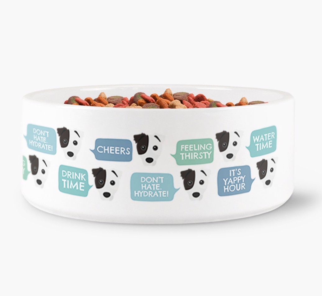 Speech Bubble Dog Water Bowl for your {breedFullName}