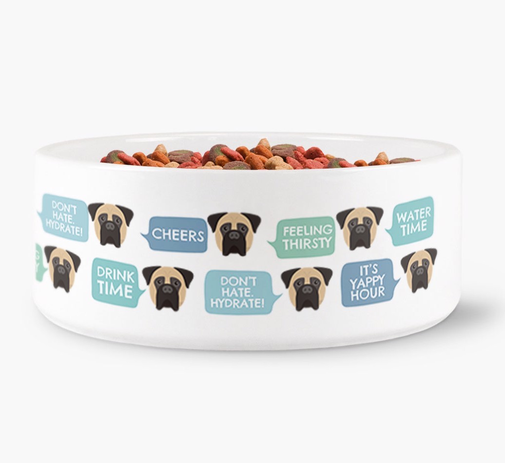 Speech Bubble Dog Water Bowl for your {breedFullName}