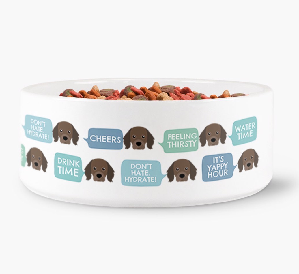 Speech Bubble Dog Water Bowl for your {breedFullName}
