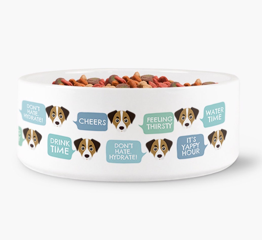 Speech Bubble Dog Water Bowl for your {breedFullName}