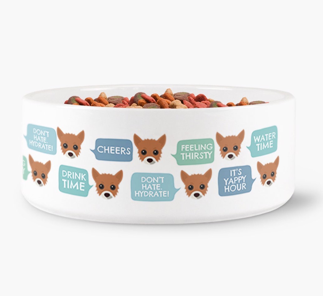 Speech Bubble Dog Water Bowl for your {breedFullName}