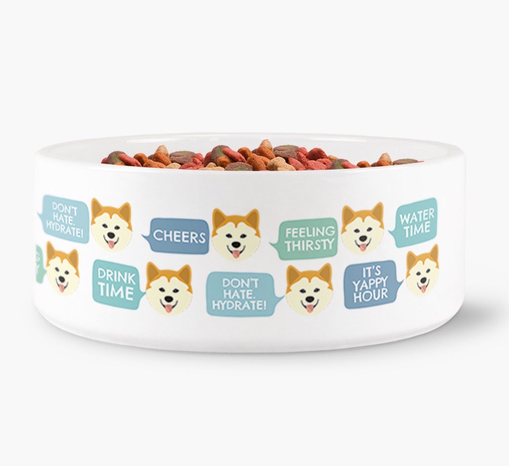 Speech Bubble Dog Water Bowl for your {breedFullName}