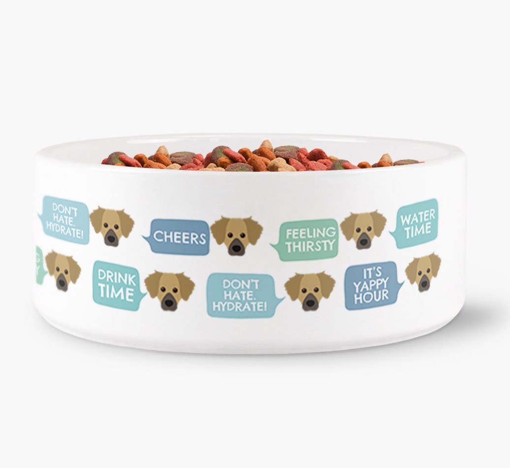 Speech Bubble Dog Water Bowl for your {breedFullName}