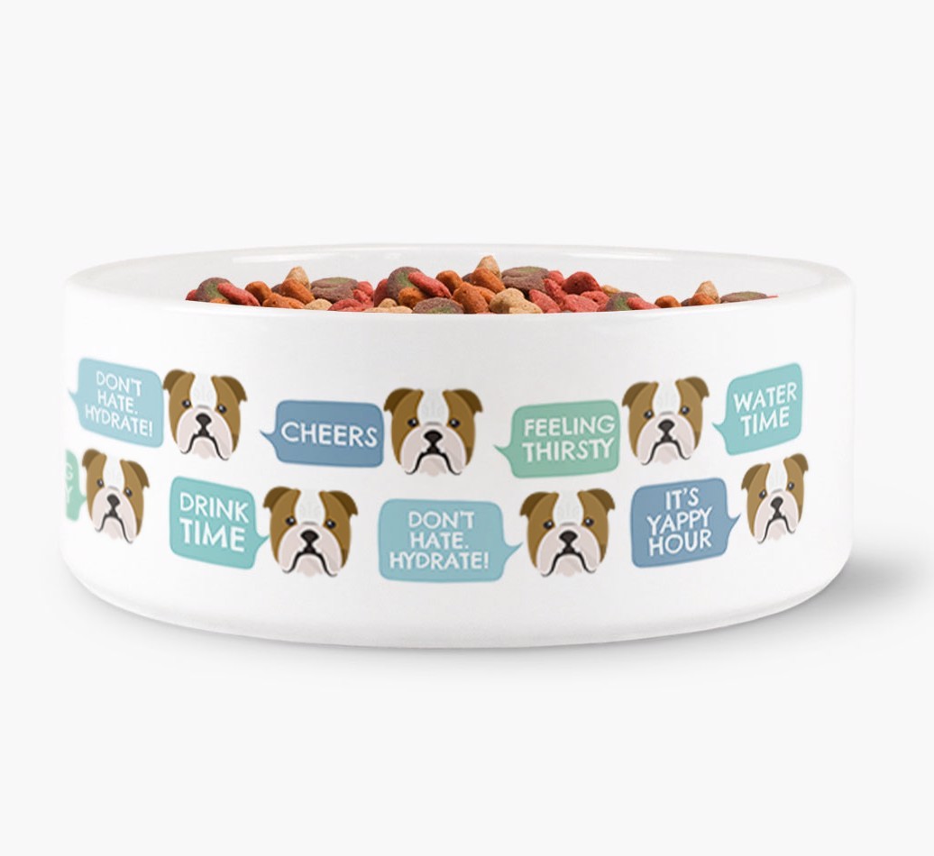 Speech Bubble Dog Water Bowl for your {breedFullName}