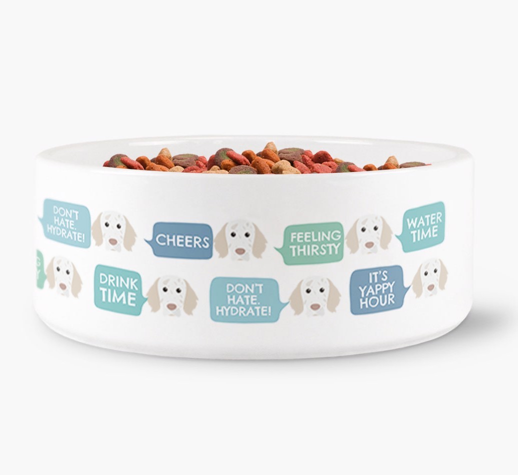 Speech Bubble Dog Water Bowl for your {breedFullName}