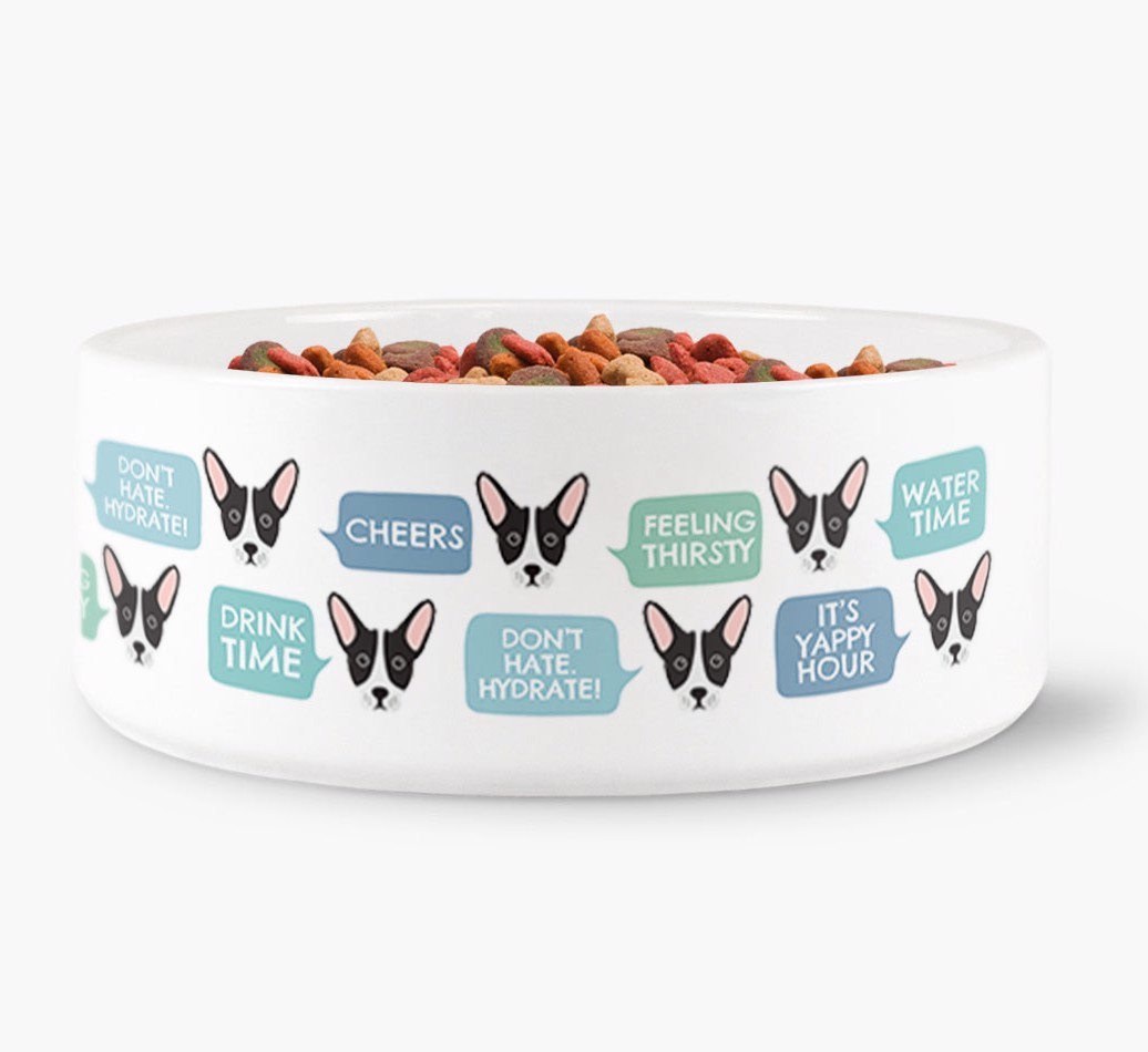Speech Bubble Dog Water Bowl for your {breedFullName}