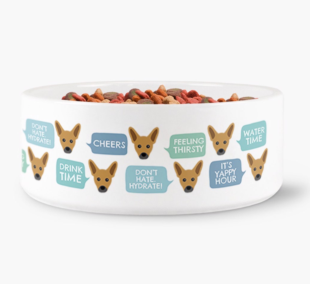 Speech Bubble Dog Water Bowl for your {breedFullName}