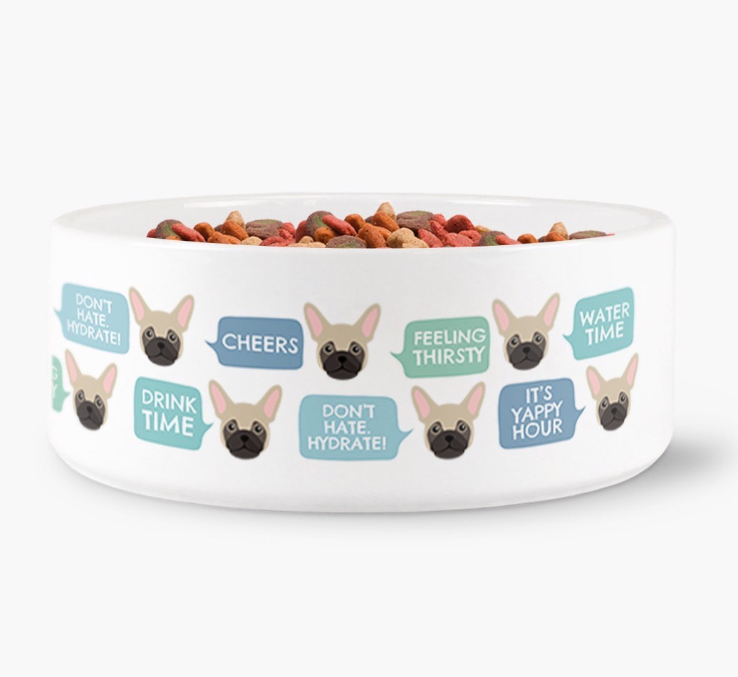 Speech Bubble Dog Water Bowl for your {breedFullName}