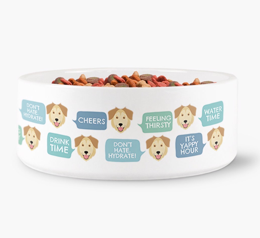 Speech Bubble Dog Water Bowl for your {breedFullName}