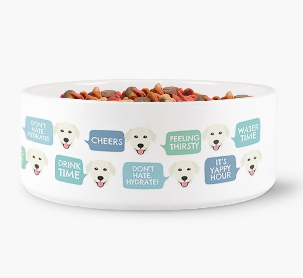 Speech Bubble Dog Water Bowl for your {breedFullName}