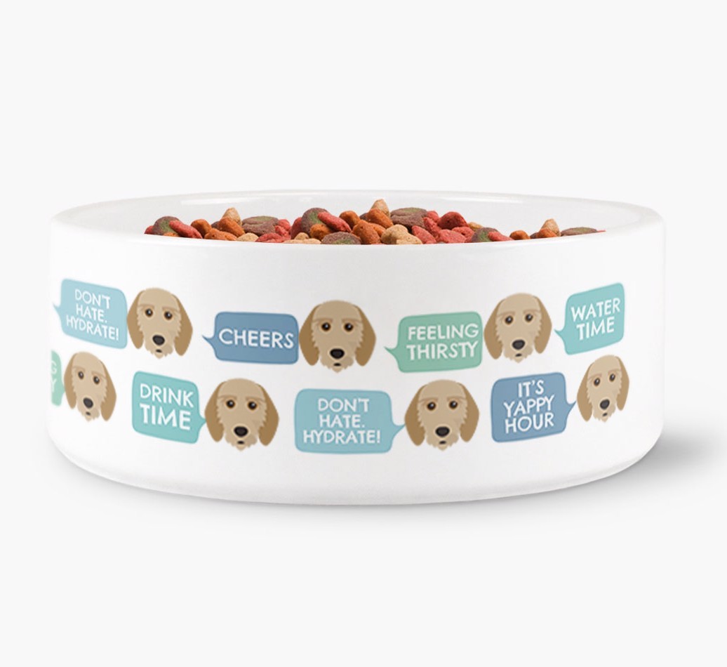 Speech Bubble Dog Water Bowl for your {breedFullName}