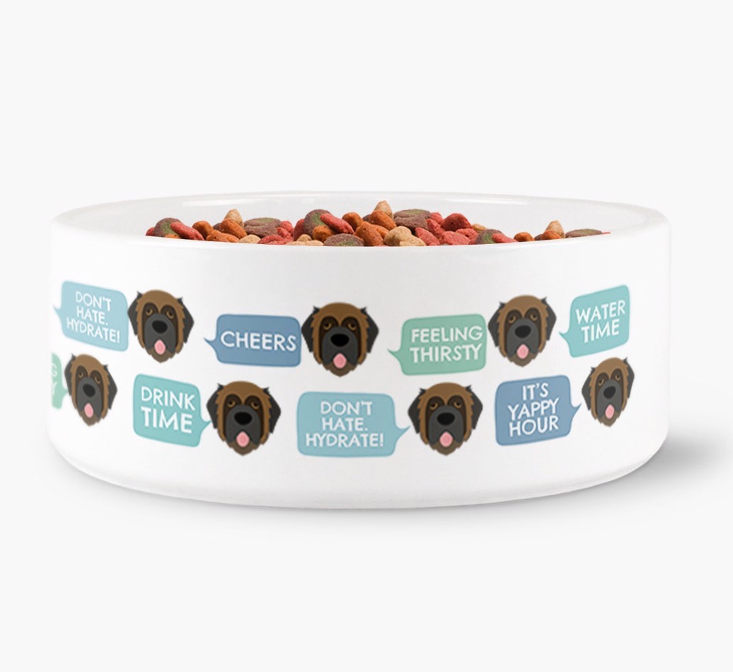 Speech Bubble Dog Water Bowl for your {breedFullName}