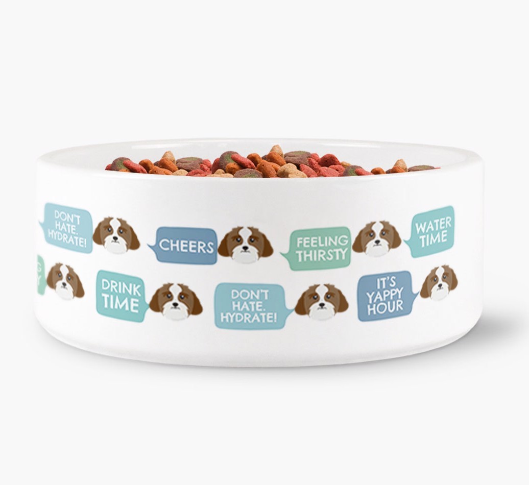 Speech Bubble Dog Water Bowl for your {breedFullName}