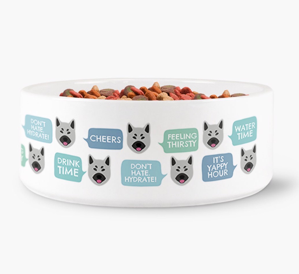 Speech Bubble Dog Water Bowl for your {breedFullName}