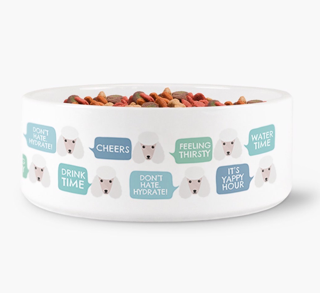 Speech Bubble Dog Water Bowl for your {breedFullName}