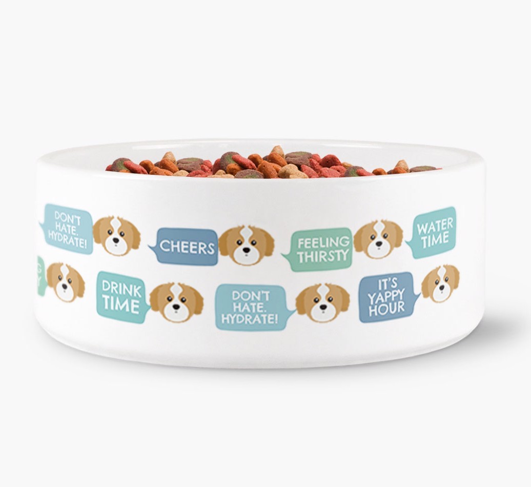 Speech Bubble Dog Water Bowl for your {breedFullName}