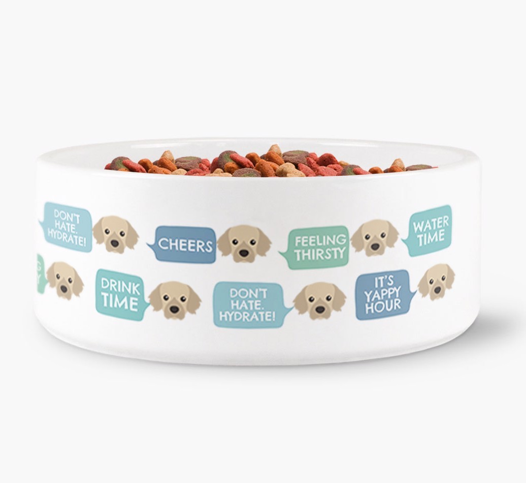 Speech Bubble Dog Water Bowl for your {breedFullName}