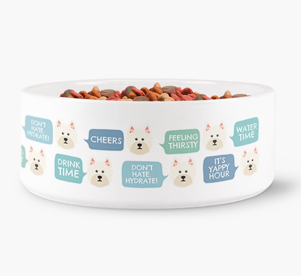Speech Bubble Dog Water Bowl for your {breedFullName}