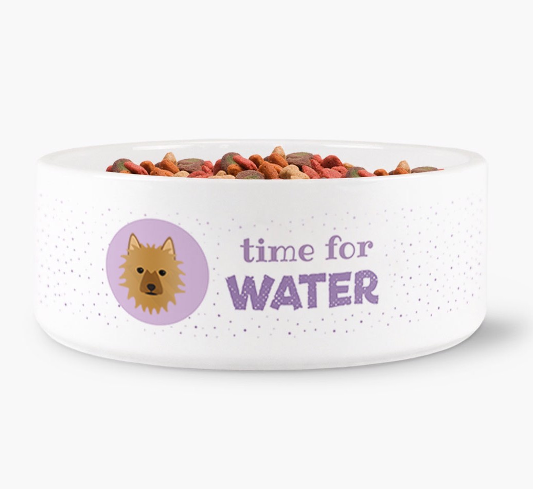 'Time for Water' Dog Bowl with {breedFullName} Icon