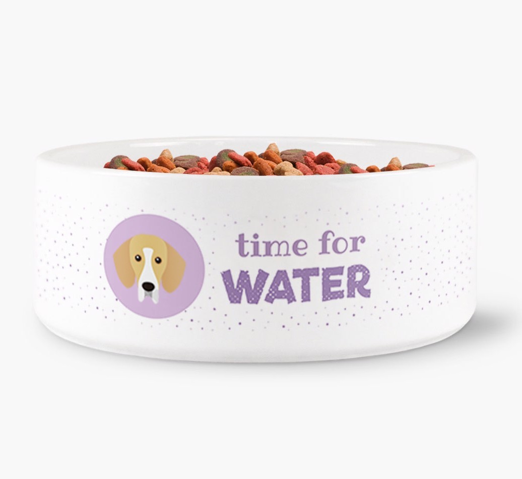'Time for Water' Dog Bowl with {breedFullName} Icon