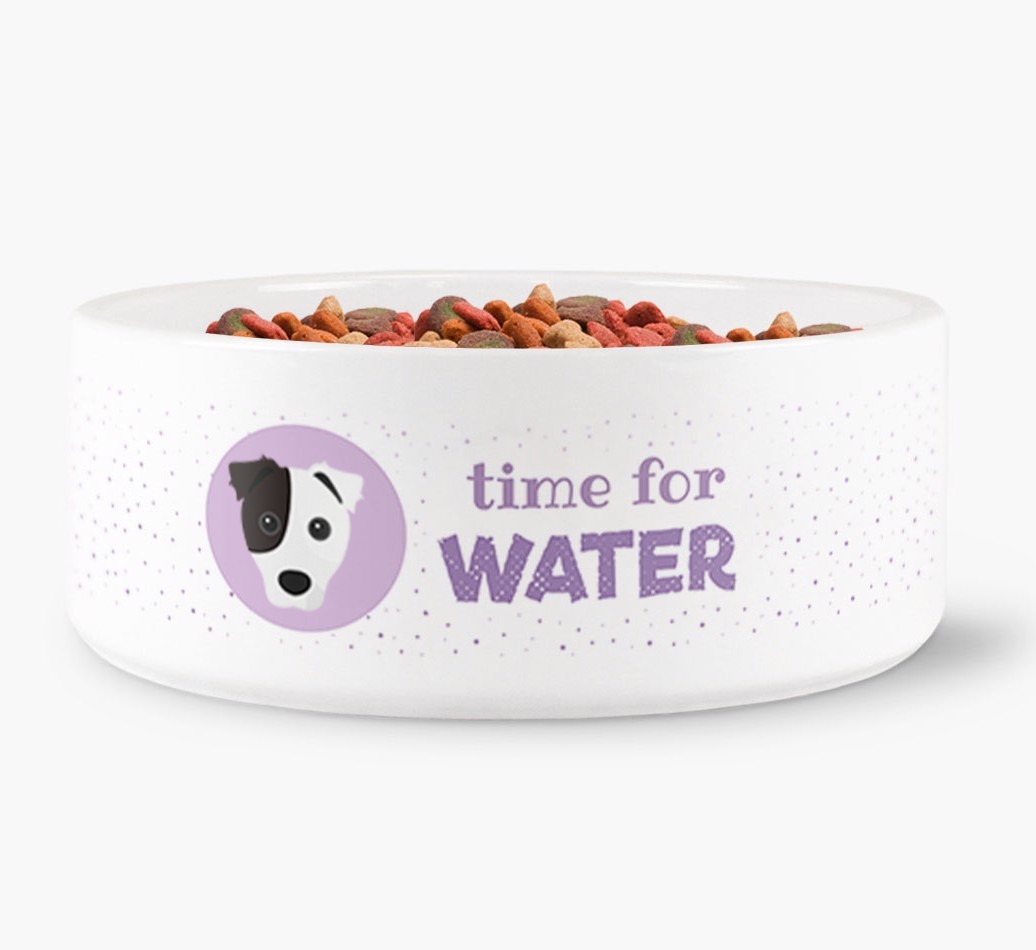 'Time for Water' Dog Bowl with {breedFullName} Icon