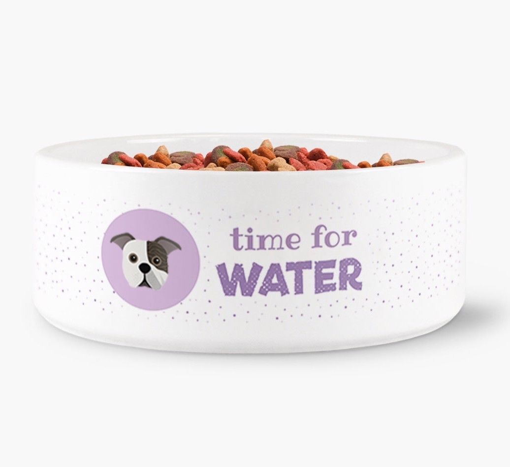 'Time for Water' Dog Bowl with {breedFullName} Icon