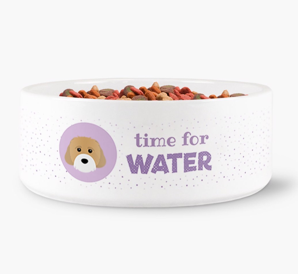 'Time for Water' Dog Bowl with {breedFullName} Icon