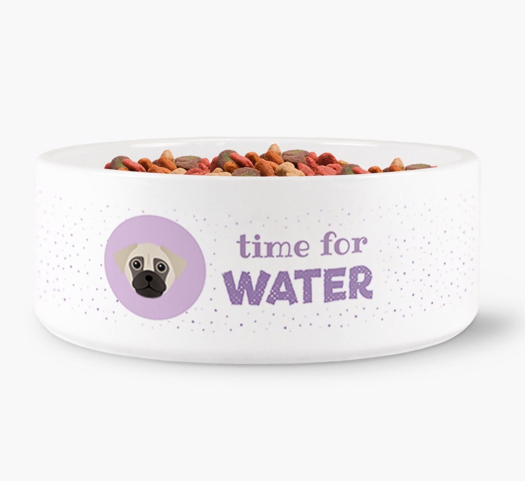 'Time for Water' Dog Bowl with {breedFullName} Icon
