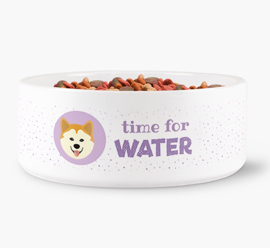 'Time for Water' Dog Bowl with {breedFullName} Icon