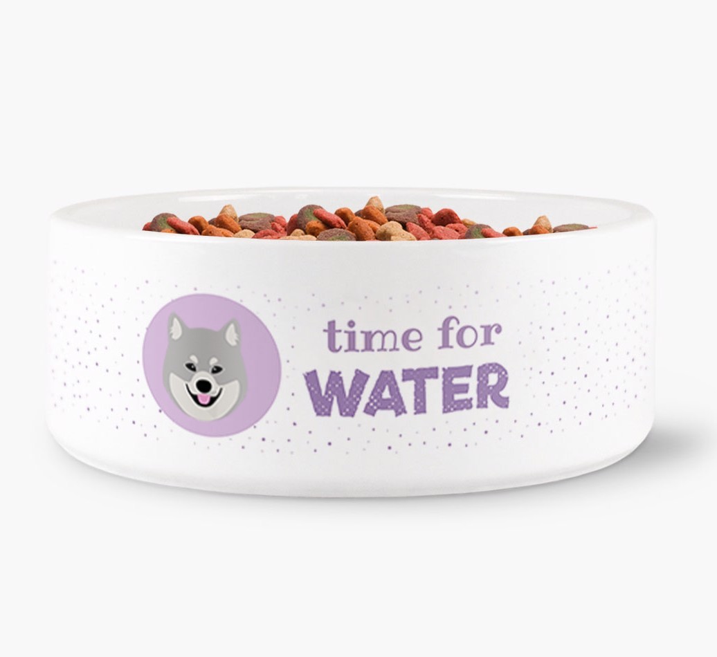 'Time for Water' Dog Bowl with {breedFullName} Icon