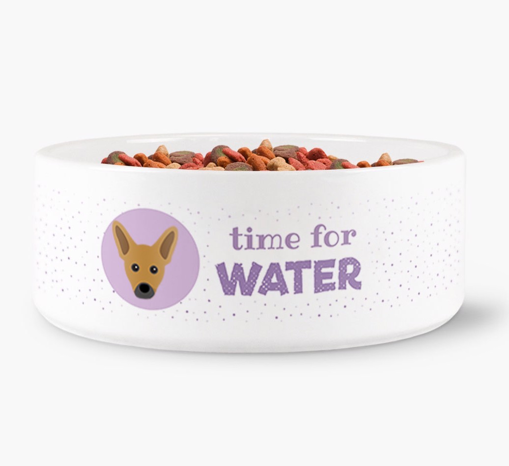 'Time for Water' Dog Bowl with {breedFullName} Icon
