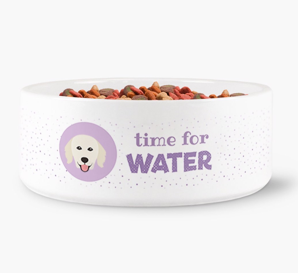 'Time for Water' Dog Bowl with {breedFullName} Icon