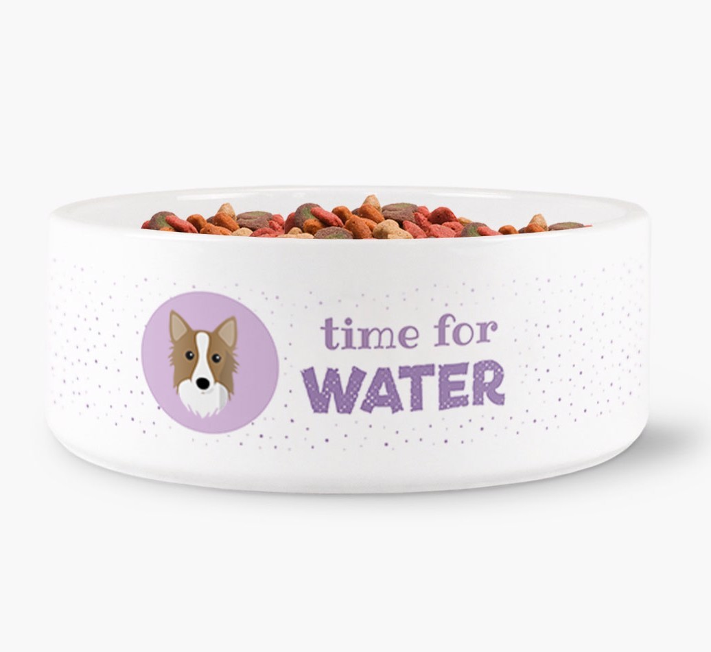 'Time for Water' Dog Bowl with {breedFullName} Icon