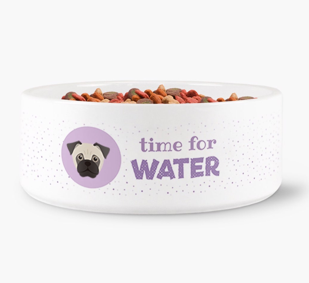 'Time for Water' Dog Bowl with {breedFullName} Icon