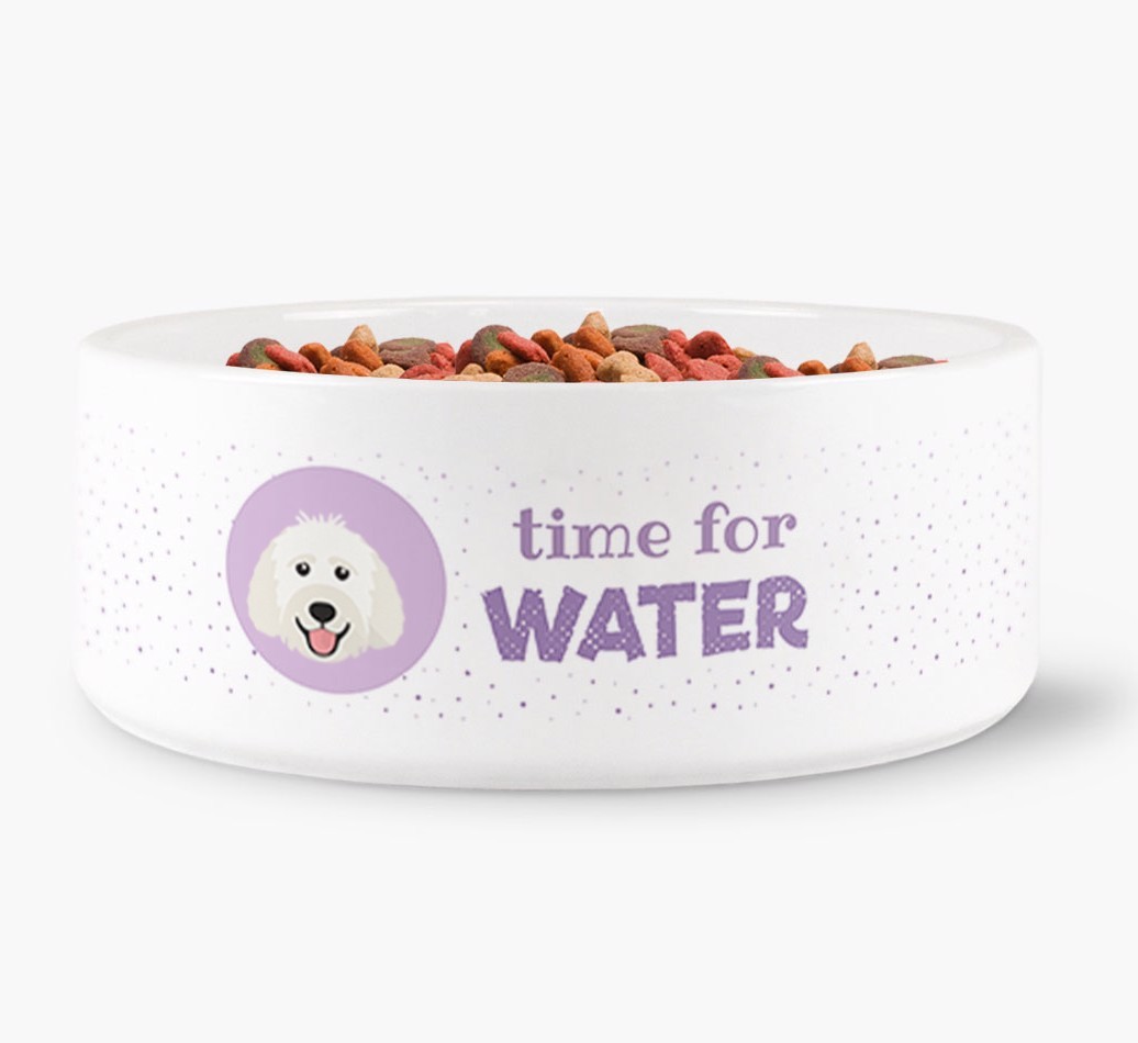 'Time for Water' Dog Bowl with {breedFullName} Icon