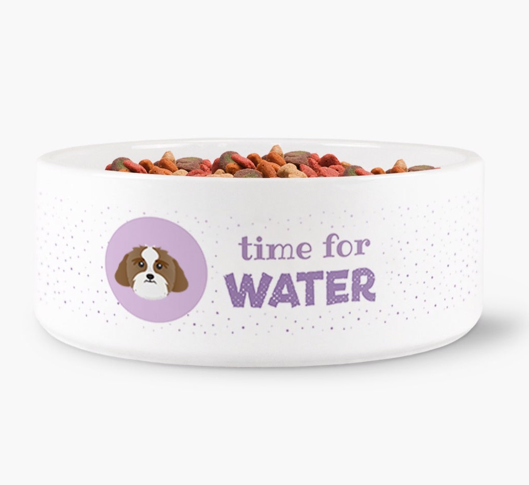 'Time for Water' Dog Bowl with {breedFullName} Icon