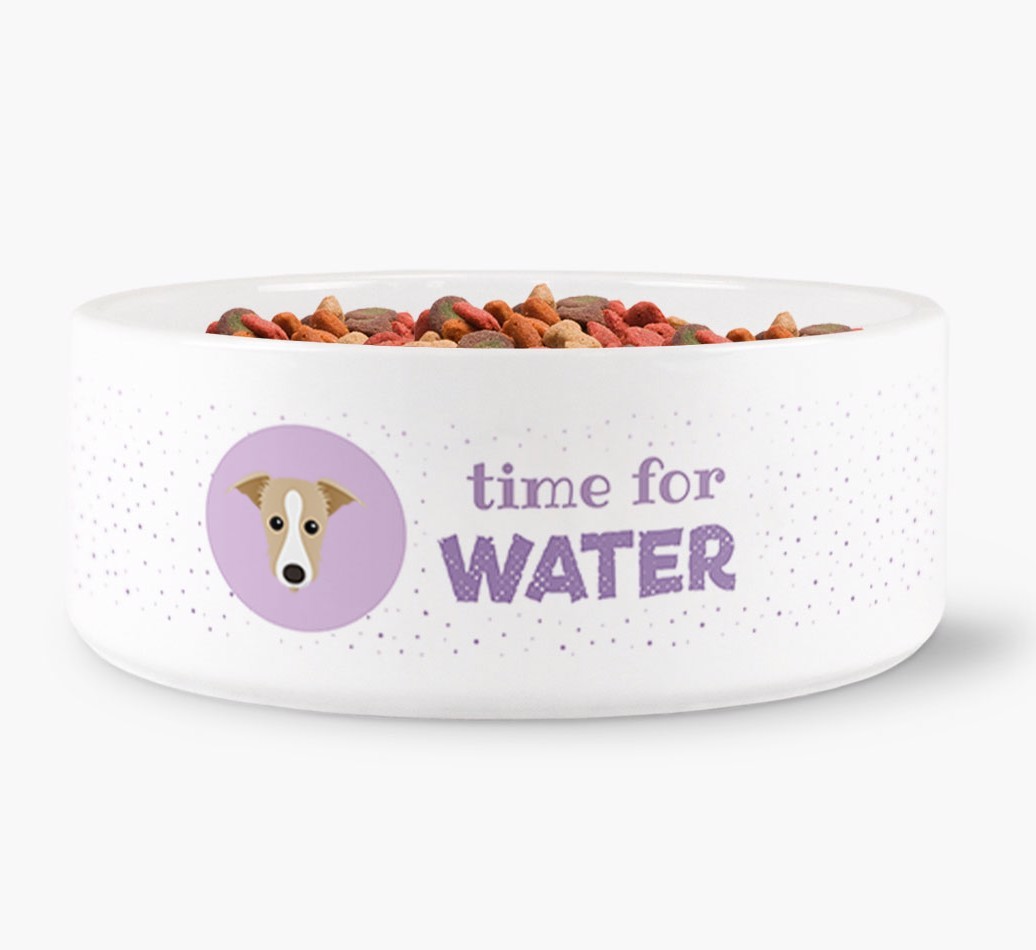'Time for Water' Dog Bowl with {breedFullName} Icon