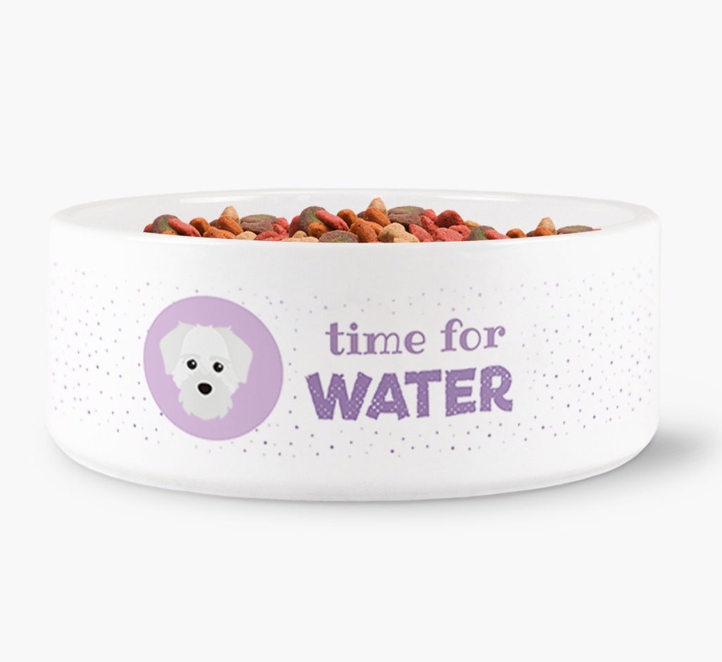 'Time for Water' Dog Bowl with {breedFullName} Icon