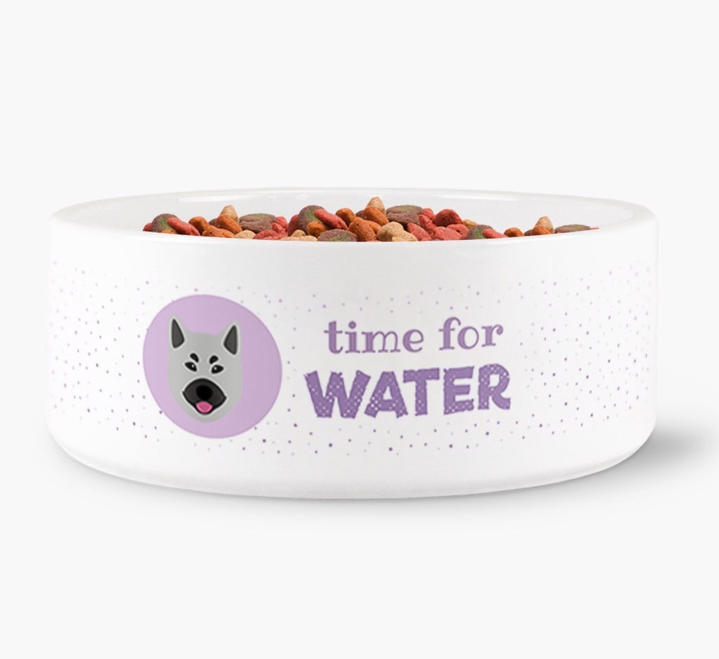 'Time for Water' Dog Bowl with {breedFullName} Icon