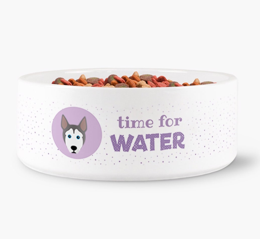 'Time for Water' Dog Bowl with {breedFullName} Icon