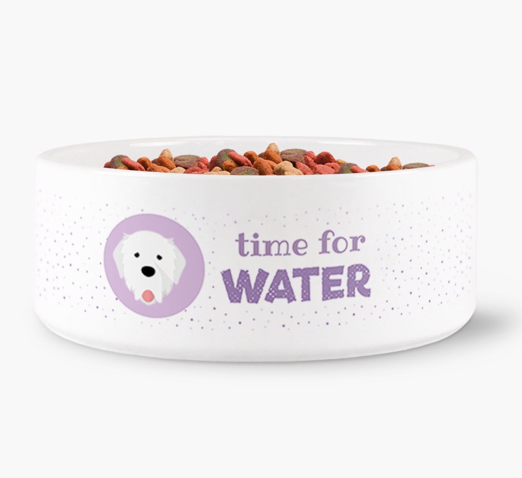 'Time for Water' Dog Bowl with {breedFullName} Icon
