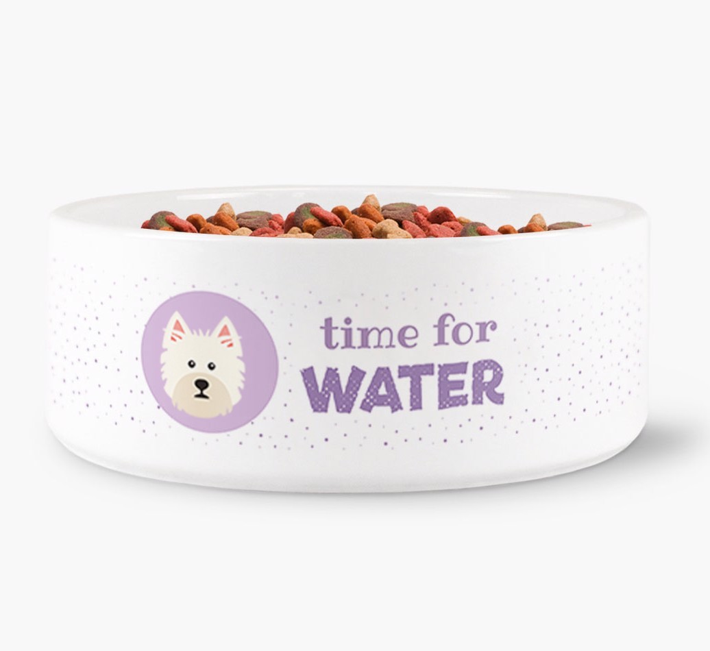 'Time for Water' Dog Bowl with {breedFullName} Icon