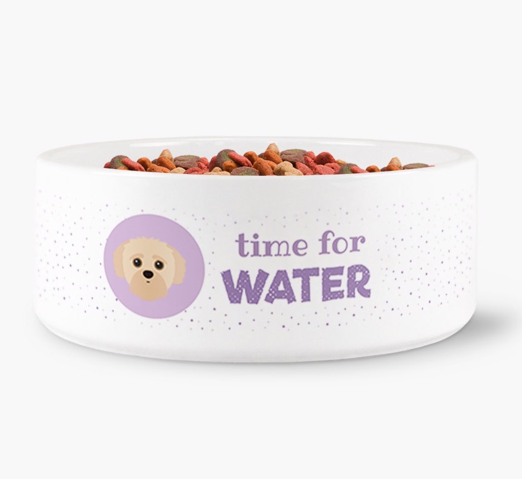 'Time for Water' Dog Bowl with {breedFullName} Icon